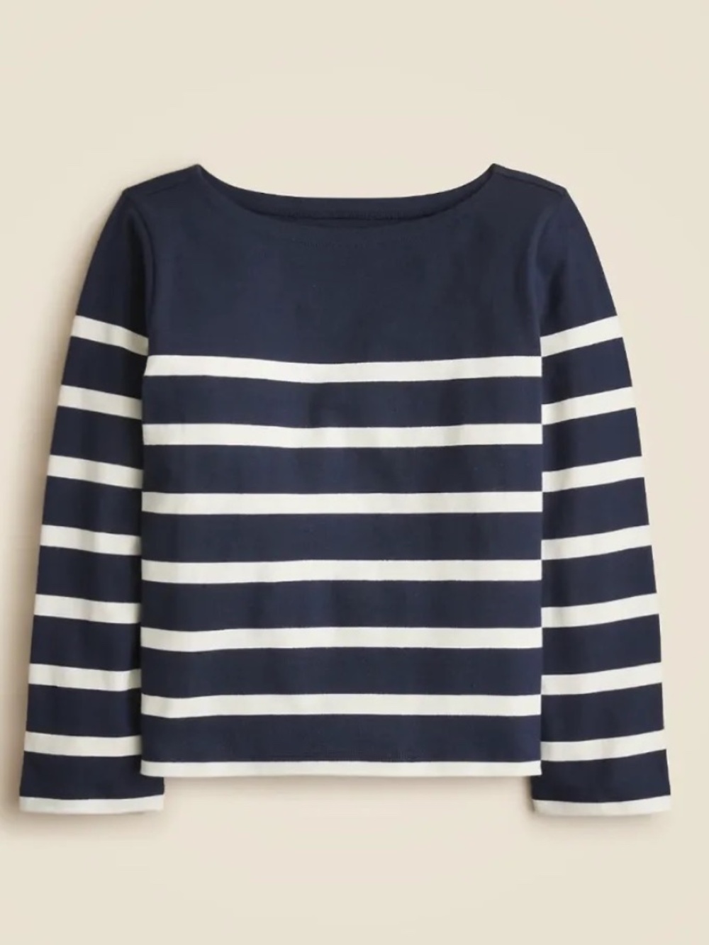 J. Crew Classic Mariner Cloth Boatneck Top in Navy & White Stripe - L